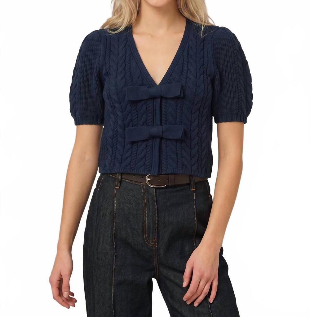 NEW 525 AMERICA alexander bow cardigan in dark blue